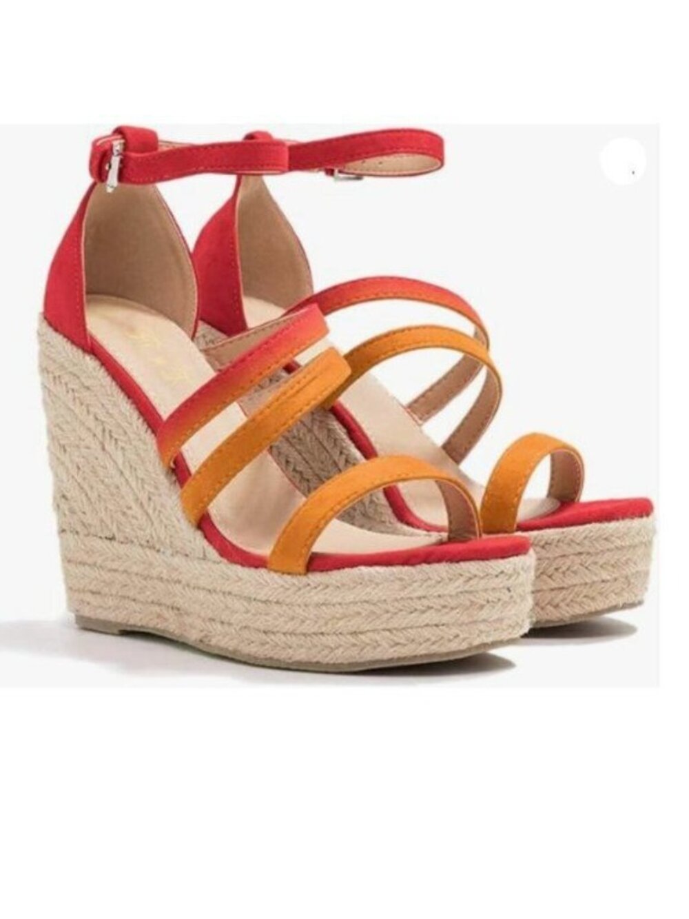 FOWT Fashion Leopard Print Platform Espadrille Wedge Sandals Open Toe Red Orange
